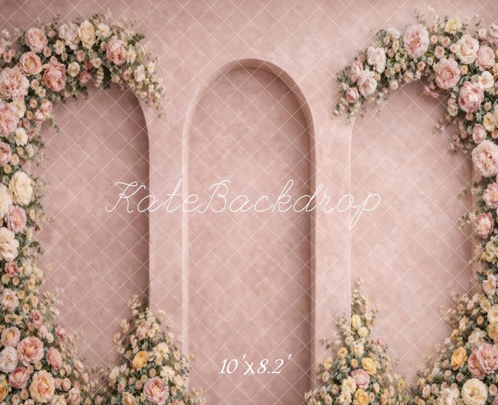 Kate Spring Flower Arch Pink Arched Wall Printed Backdrop Designed by Vertigo Productions