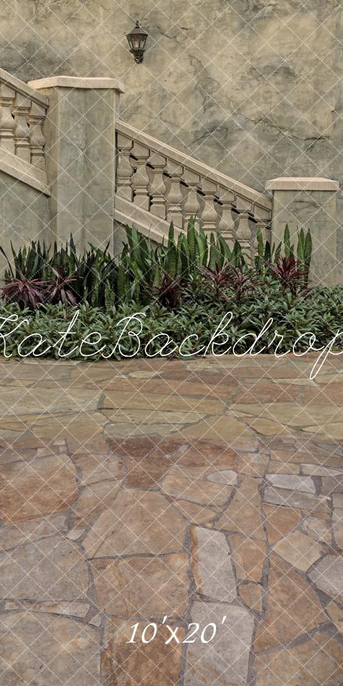 Fondo de plantas de escaleras de piedra de arquitectura vintage diseñado por Michele Ernst Photography