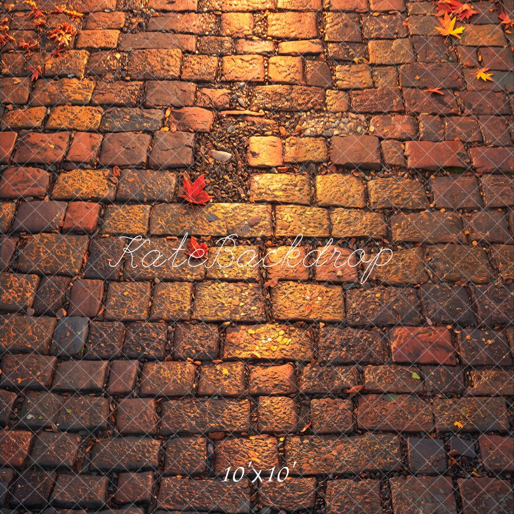 Fall Cobblestone Leaves Floor Backdrop Designed by Emetselch