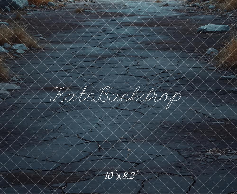 Kate Dark Cobblestone Pathway Rocks Grass Floor Printed Backdrop Designed by Laura Bybee