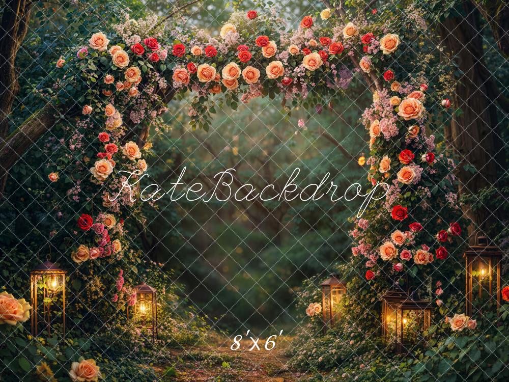 Valentine Flower Arch Lantern Forest Foto Achtergrond Designed by Emetselch