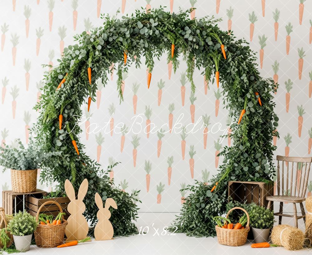 Kate Easter Bunny Carrot Flower Arch Greenery Backdrop Designed by Patty Roberts