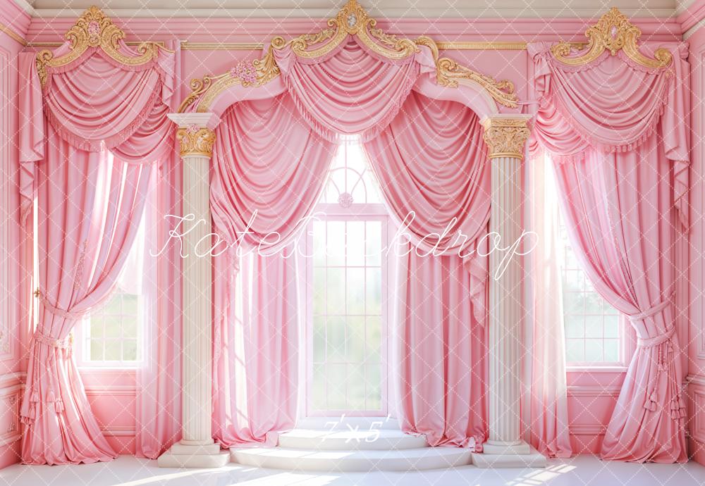 Tende Eleganti Retro Rosa con Arcata Sfondo Designed by Emetselch