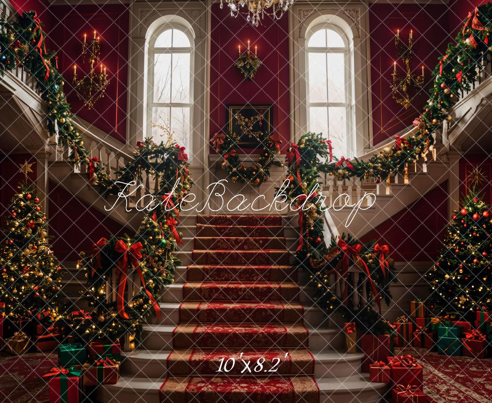 Albero di Natale Rosso Retro Sfondo Scala Grande Designed by Emetselch