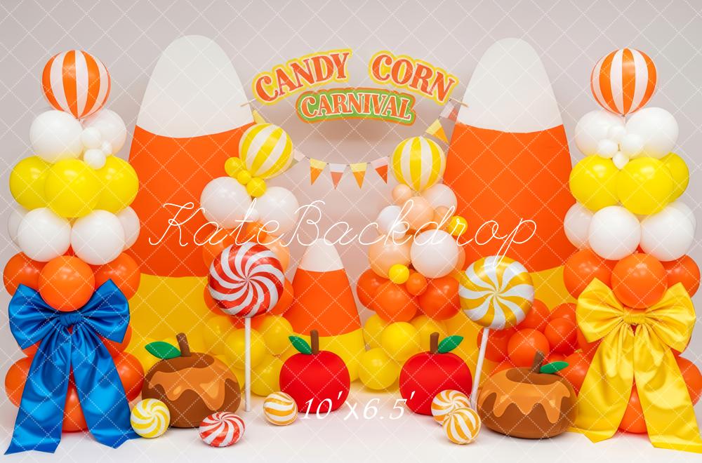 Kate Cake Smash Candy Corn Balloons Carnival Fall Sweets Backdrop Designed by Patty Roberts