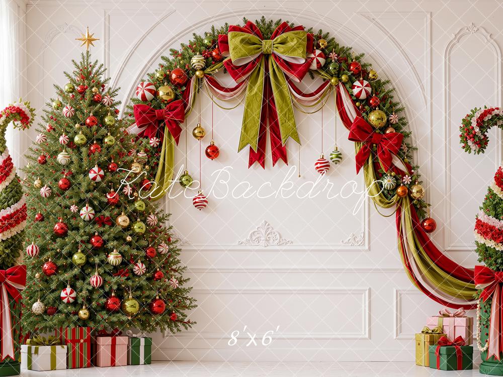 Kate Christmas Tree Elf Garland Arch Gifts Vintage Wall Printed Backdrop Designed by Shutter Swan Studios