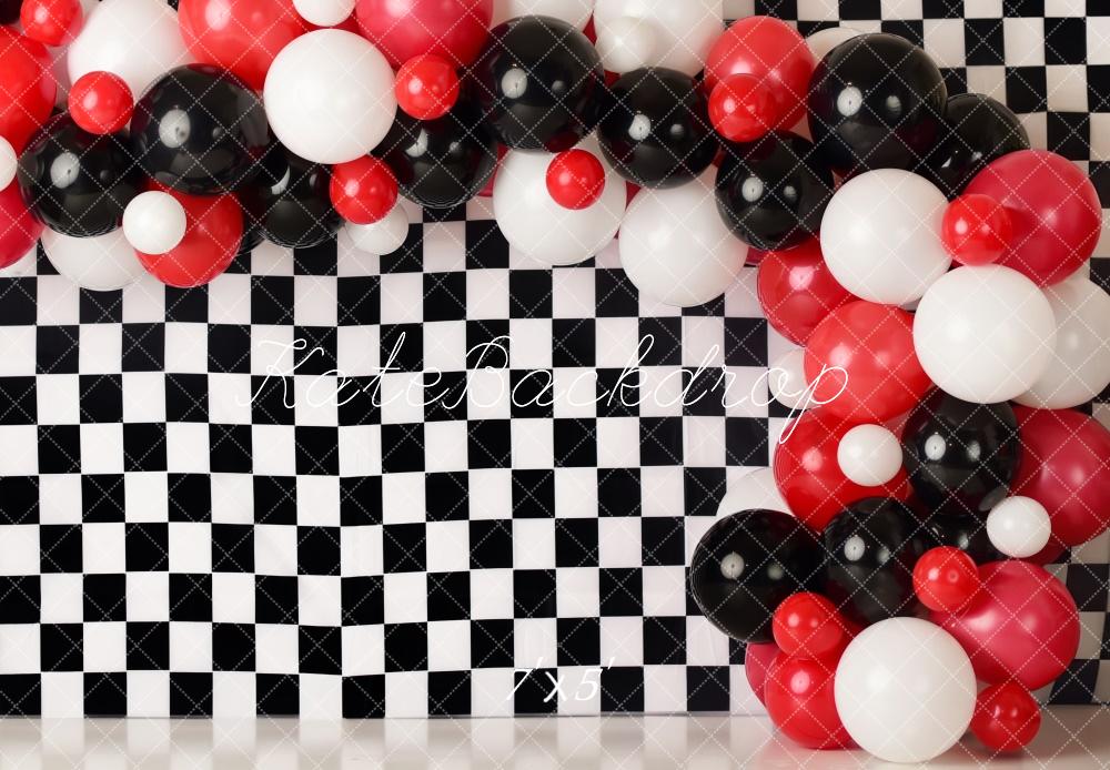 Fondo de globo a rayas a cuadros diseñado por Mandy Ringe Photography