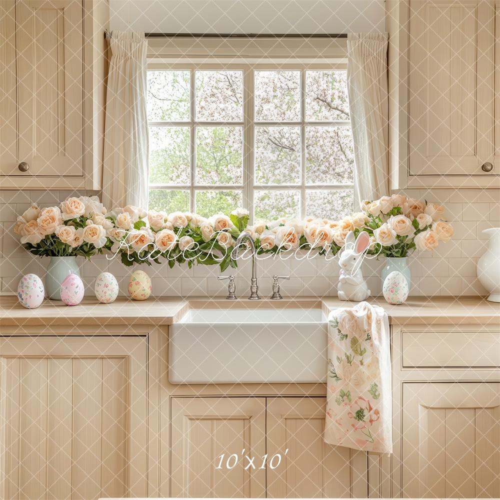 Easter Keuken Kasten Bloemen Venster Foto Achtergrond Designed by Mini MakeBelieve