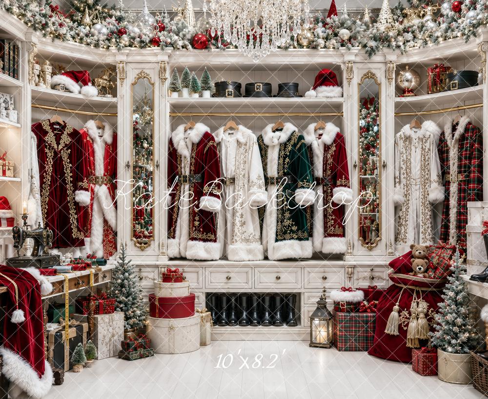 Kate Christmas Santa Wardrobe Boutique Printed Backdrop Designed by Ashley Paul