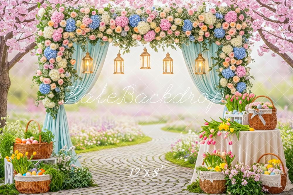 Kate Easter Flower Arch Pastel Eggs Garden Backdrop Designed by Patty Roberts