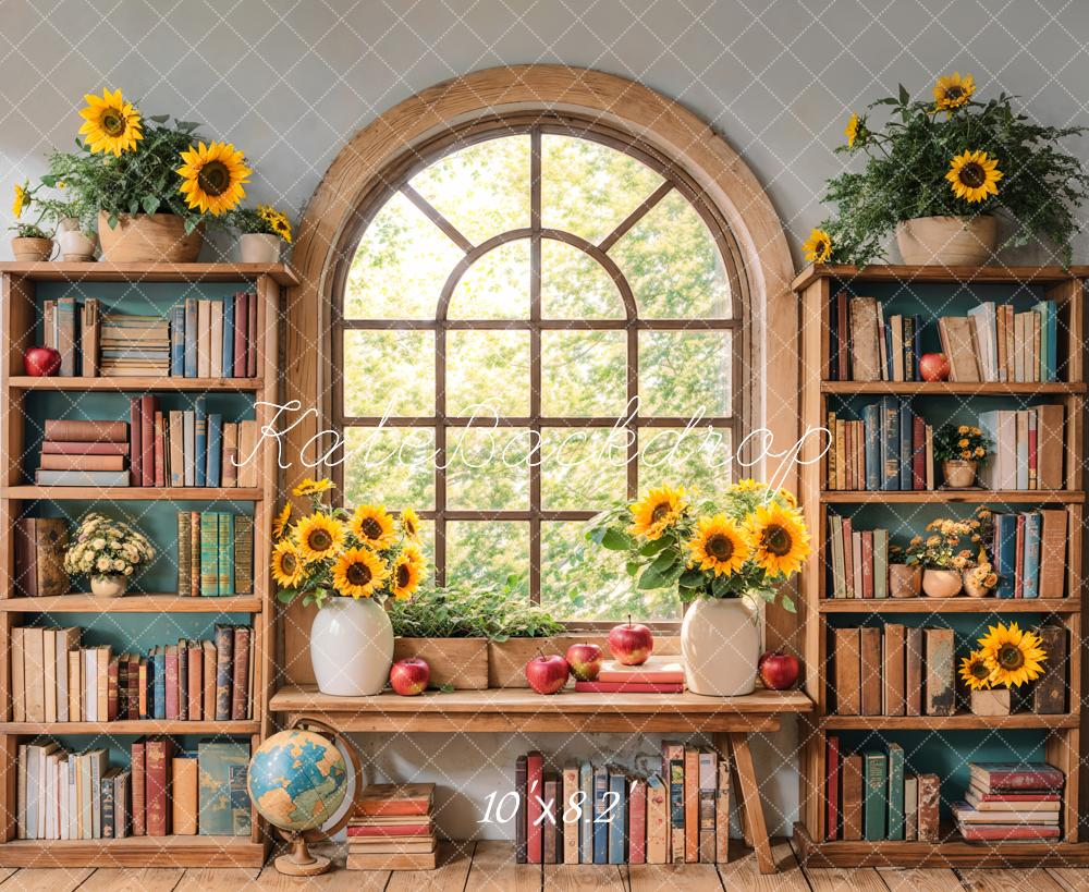 Kate Graduation Sunflower Bookshelf Window Backdrop Designed by Emetselch