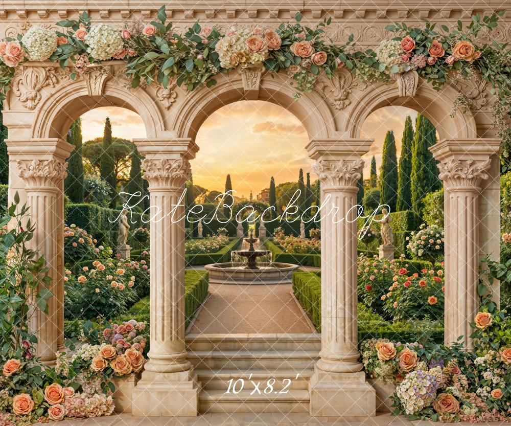 Kate Floral Arch Columns Garden Fountain Backdrop Designed by Emetselch