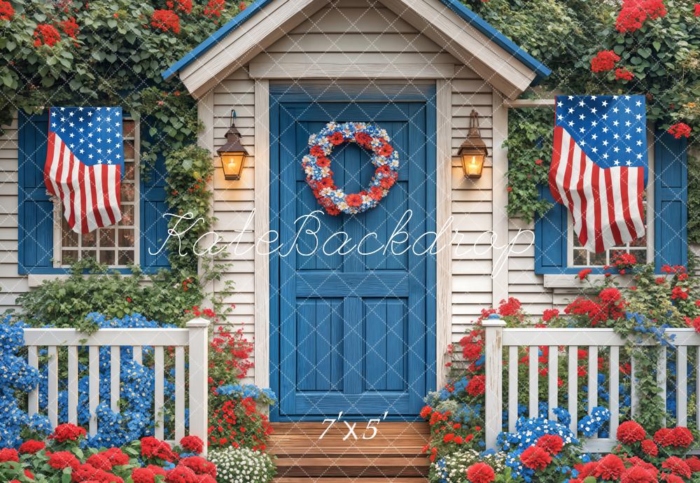 Fondo Floral de Bandera del Día de la Independencia Diseño de Emetselch