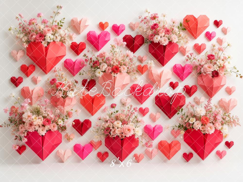 Kate Valentine's Day Origami Heart Flower Wall Printed Backdrop Designed by Ashley Ward