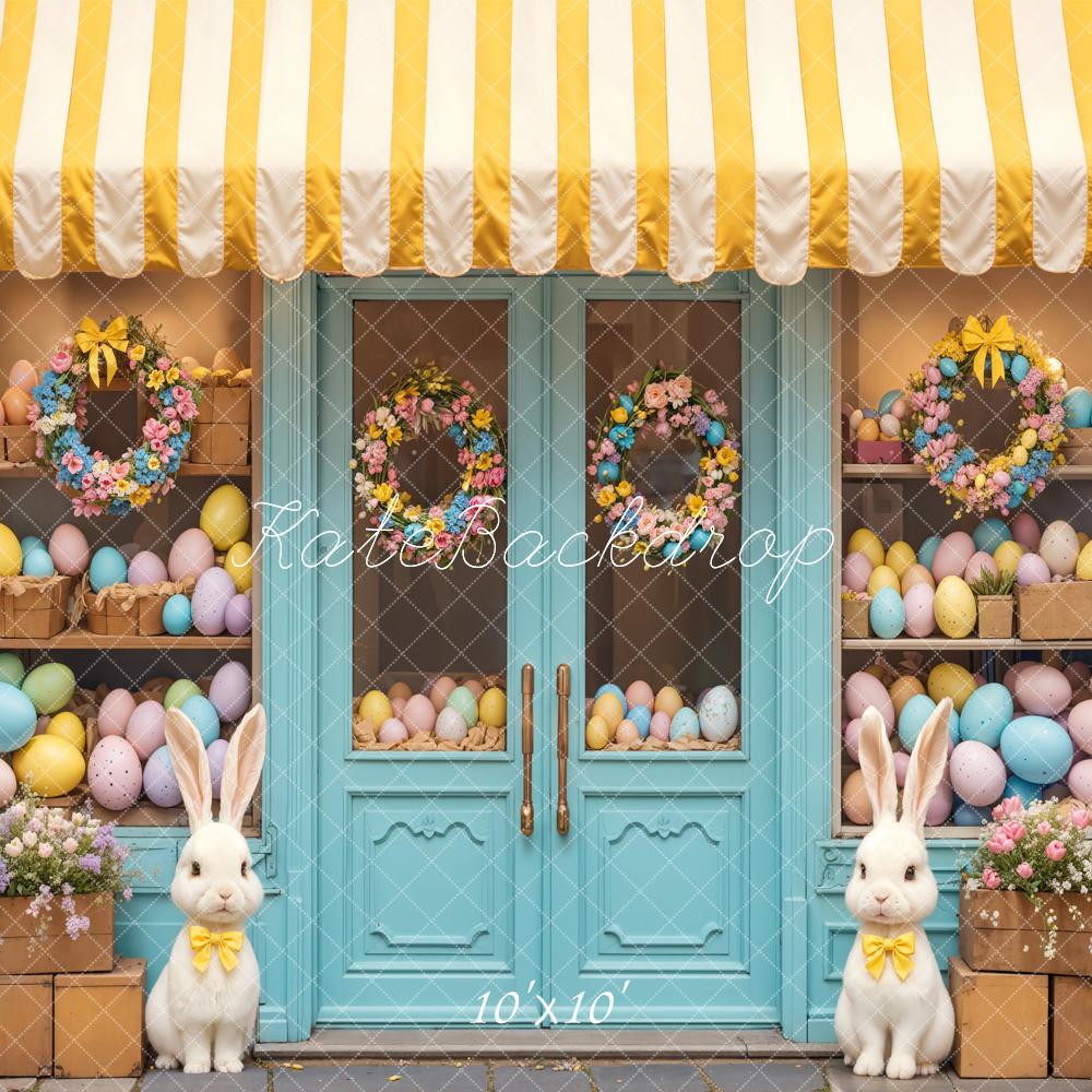 Kate Easter Pastal Eggs Bunnuy Floral Wreath Shop Backdrop Designed by Emetselch