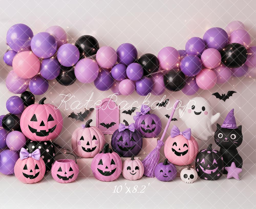 Halloween Cake Smash Pumpkin Lanterns Ghost Foto Achtergrond Designed by Ashley Paul