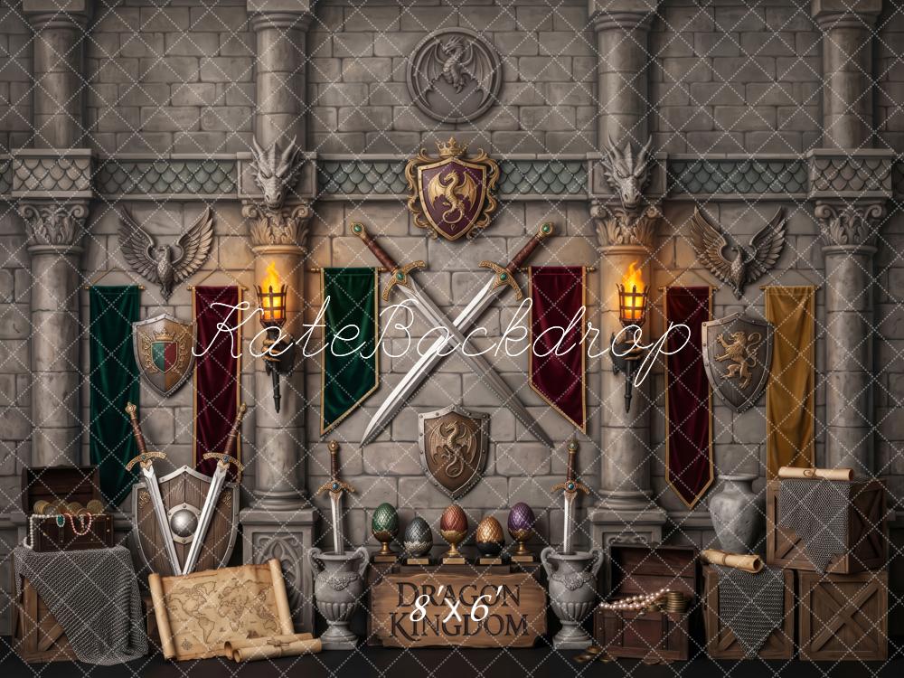 Kate Fantasy Dragon Kingdom CastleTreasure Boys Printed Backdrop Designed by Patty Roberts