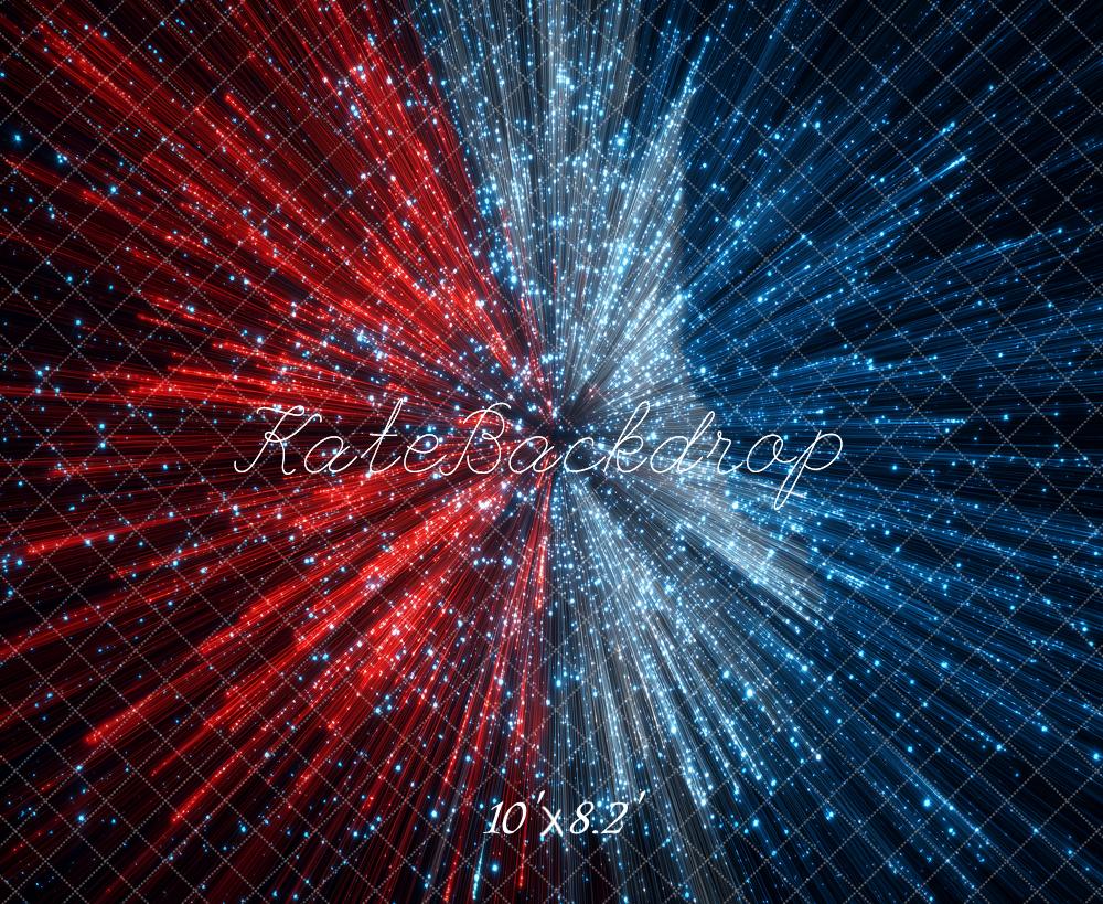 Kate Abstract Red And Blue Light Burst Backdrop Designed by Angela Miller
