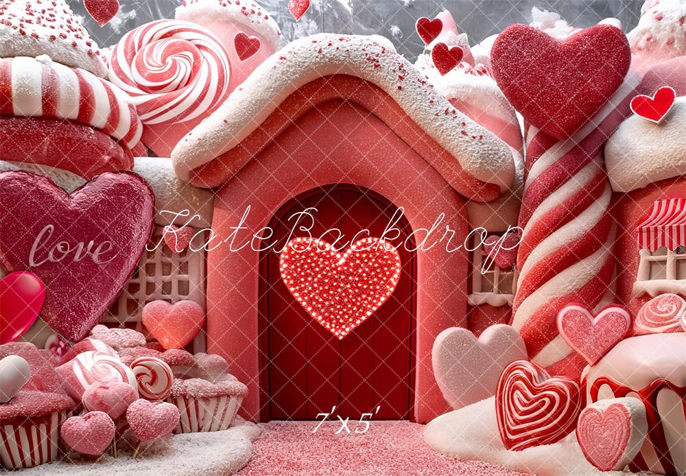 Kate Valentine's Pink Candy House Backdrop Designed by Mini MakeBelieve