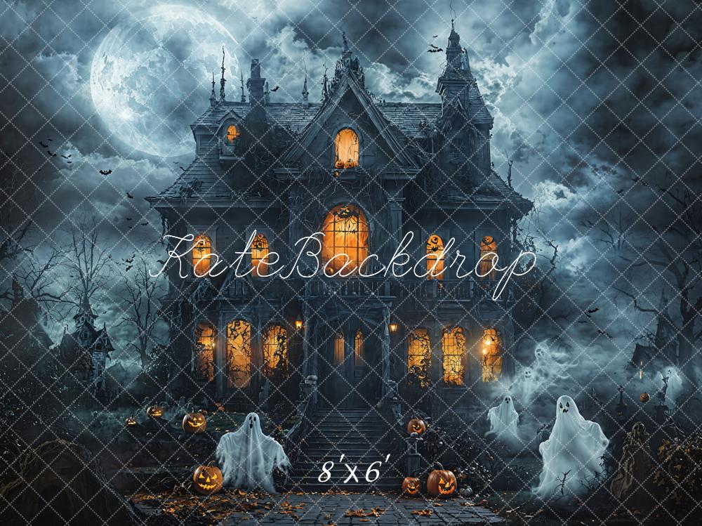 Halloween Night Haunted House Spooky Foto Achtergrond Designed by Emetselch