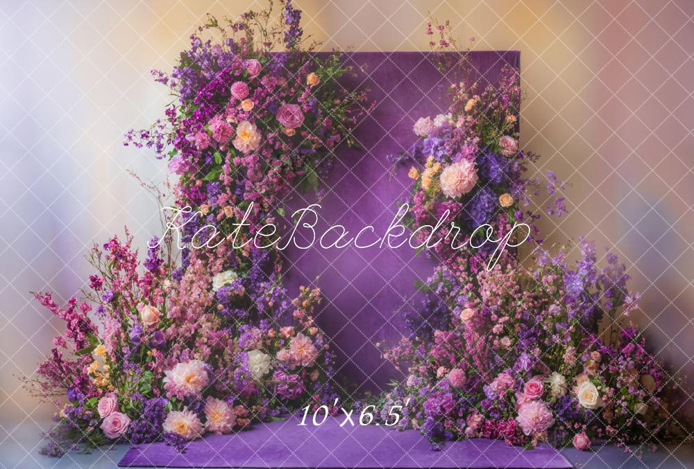 Kate Romantic Floral Arch Purple Backdrop Designed by Emetselch