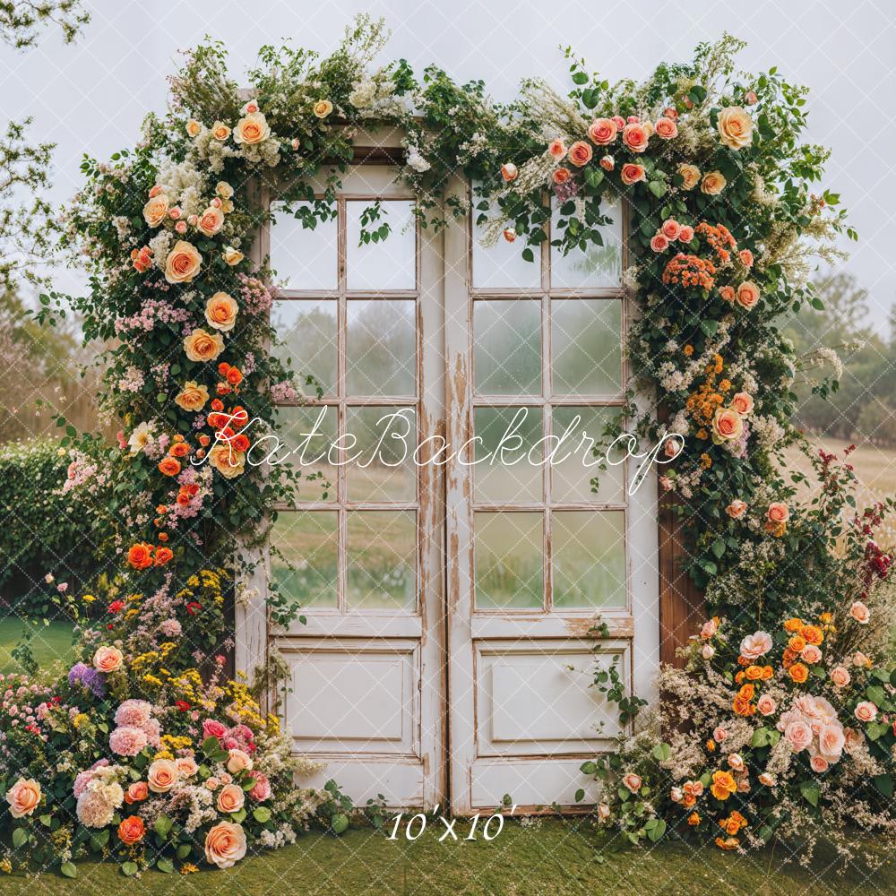 Kate Spring Floral Arch Vintage Garden Door Backdrop Designed by Emetselch