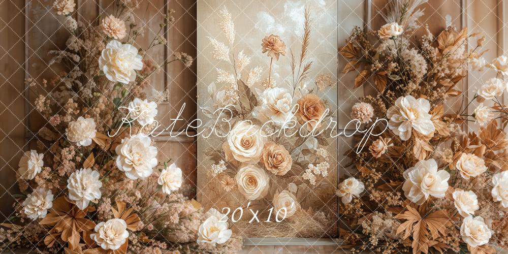 Fall Floral Beige Foto Achtergrond Designed by Emetselch