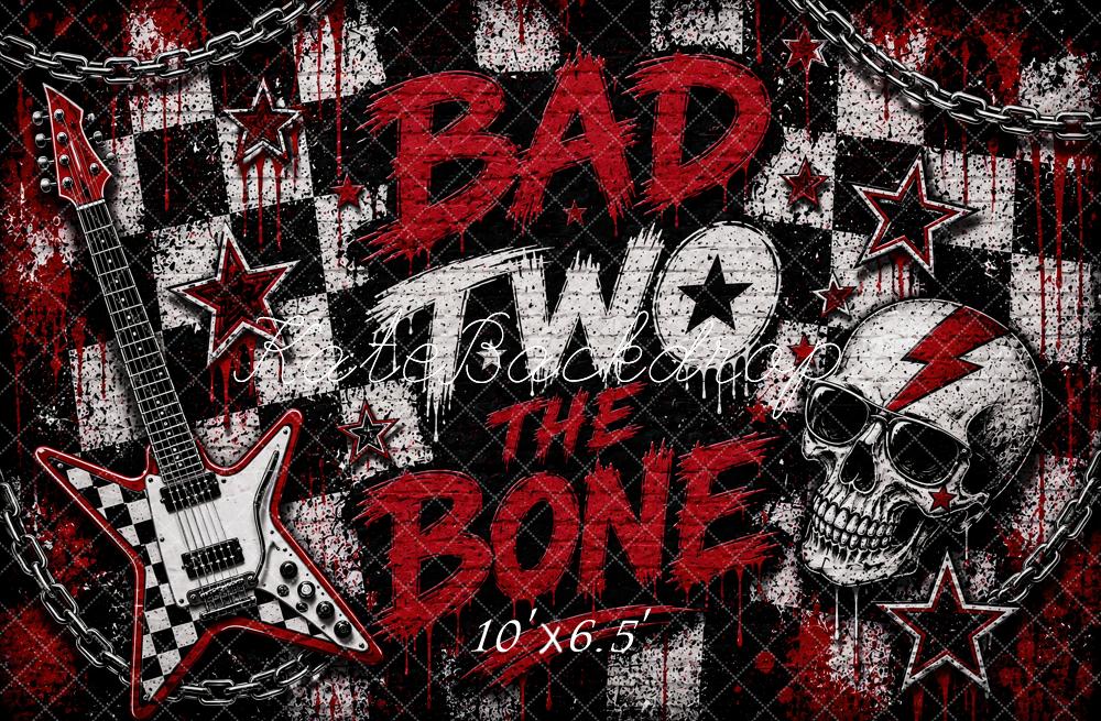 Kate Birthday Graffiti Rock Guitar Skull Chains Printed Backdrop Designed by Ashley Paul