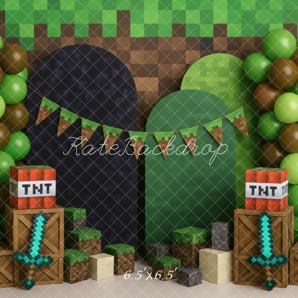 Kate Birthday Game Inspired Boys Green Backdrop Designed by Mini MakeBelieve