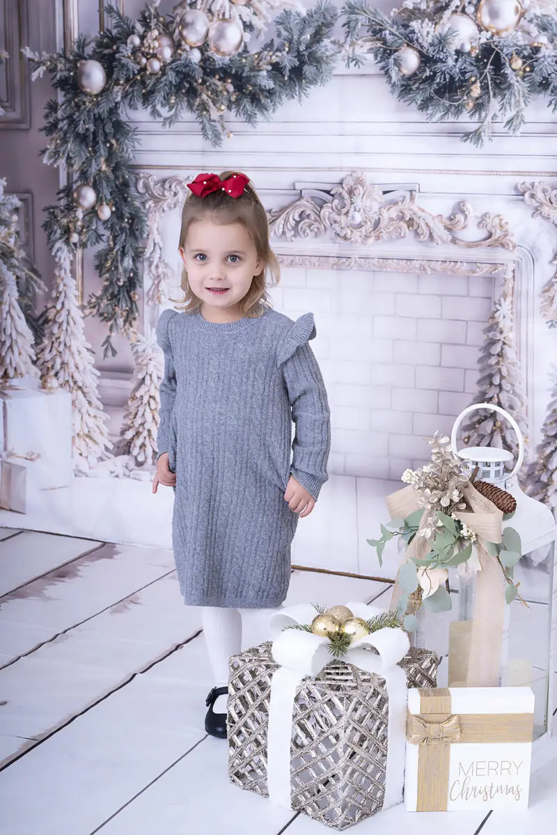 Kate Christmas White Window Wreath Backdrop Designed by Emetselch