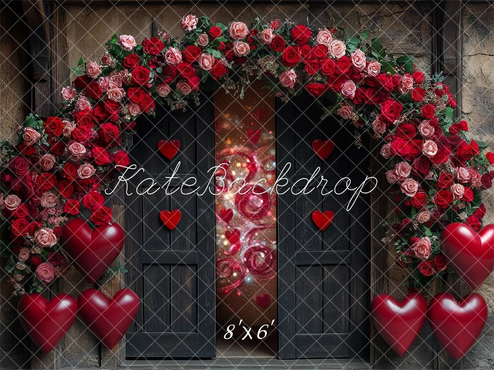 Kate Valentine Barn Door Sparkle Hearts Backdrop Designed by Mini MakeBelieve