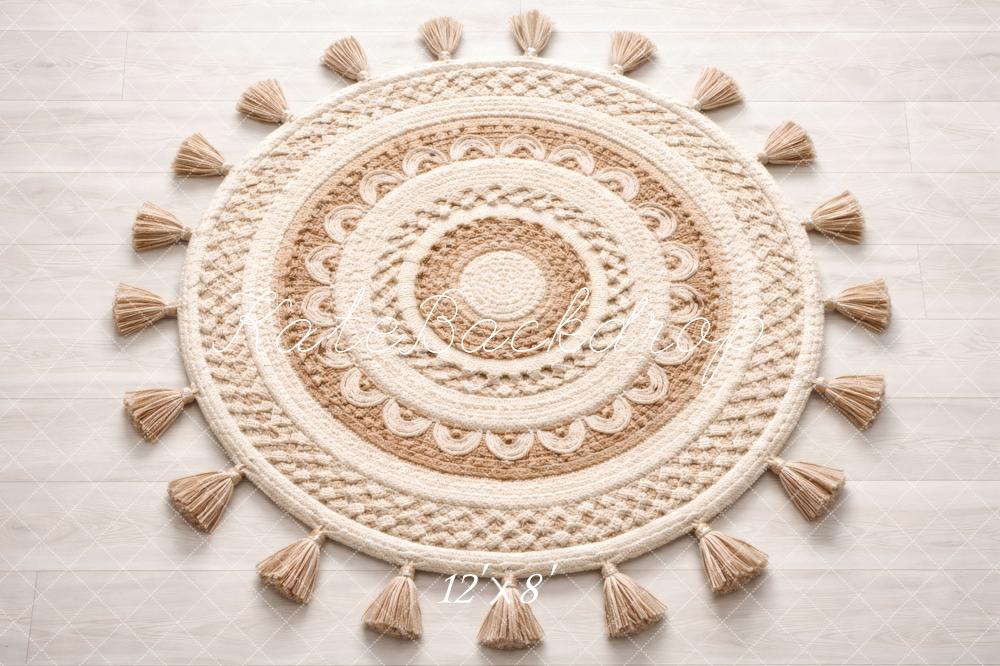 Kate Boho Round Crochet Rug Floor Printed Backdrop Designed by Vertigo Productions