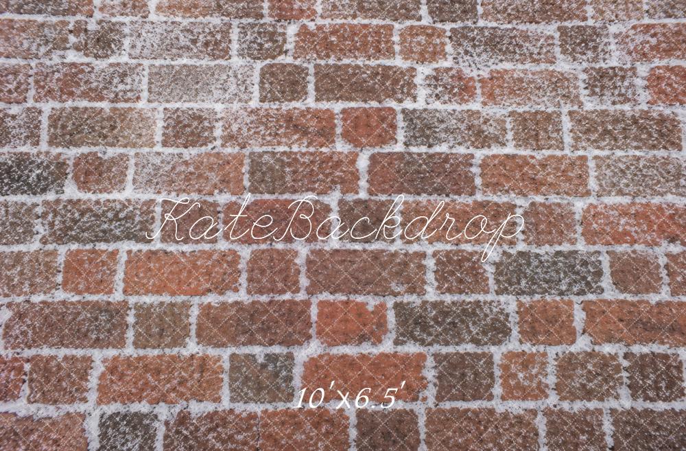 Kate Snowy Red Brick Wall Printed Backdrop Designed by Vertigo Productions