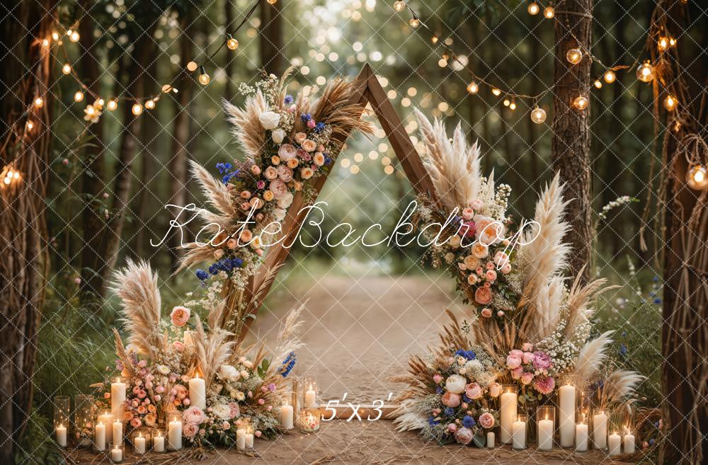 Kate Boho Forest Wedding Floral Arch Backdrop Designed by Emetselch