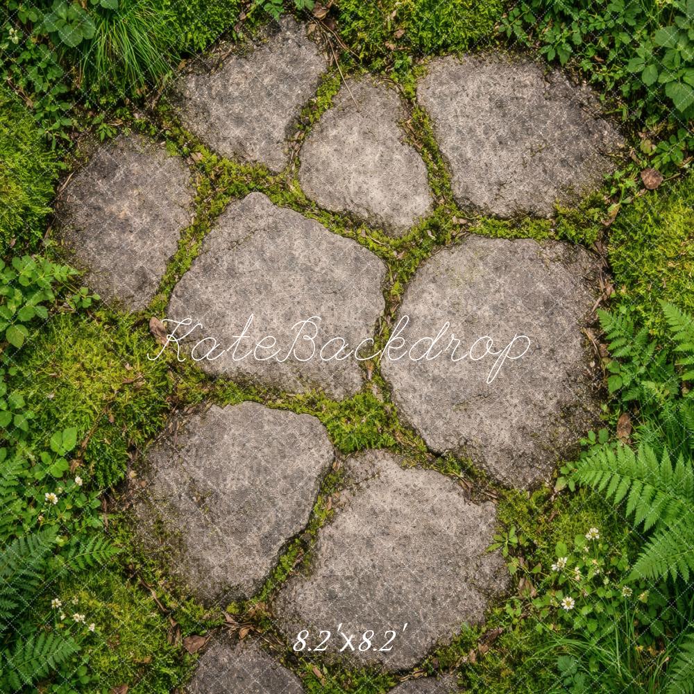 Kate Cobblestone Path With Ferns And Grass Floor Printed Backdrop Designed by Vertigo Productions