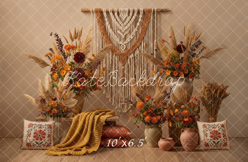 Kate Boho Macrame Pampas Grass Floral Vases Backdrop Designed by Emetselch