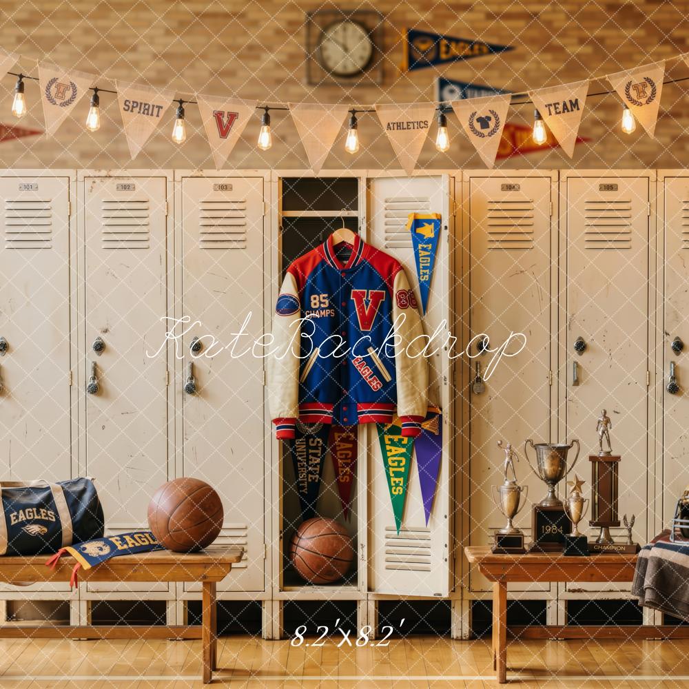 Kate Back To School Varsity Sports Locker Room Printed Backdrop Designed by Patty Roberts