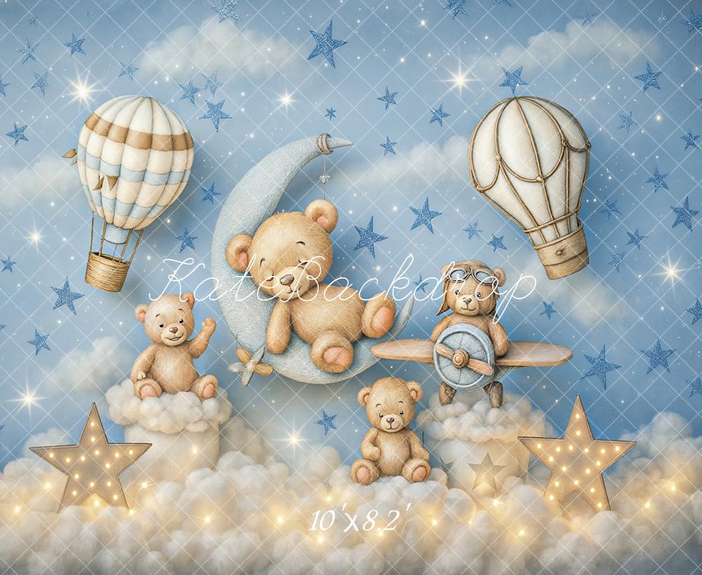 Fondo de globos aerostáticos de oso de peluche de Kate Cake Smash diseñado por Ashley Paul