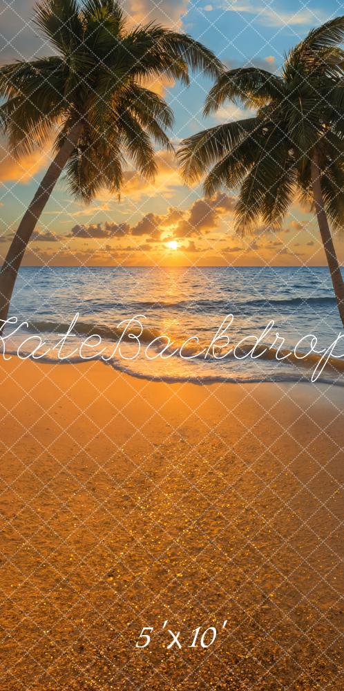 Kate Summer Beach Tropical Sunset Palm Backdrop Designed by Emetselch