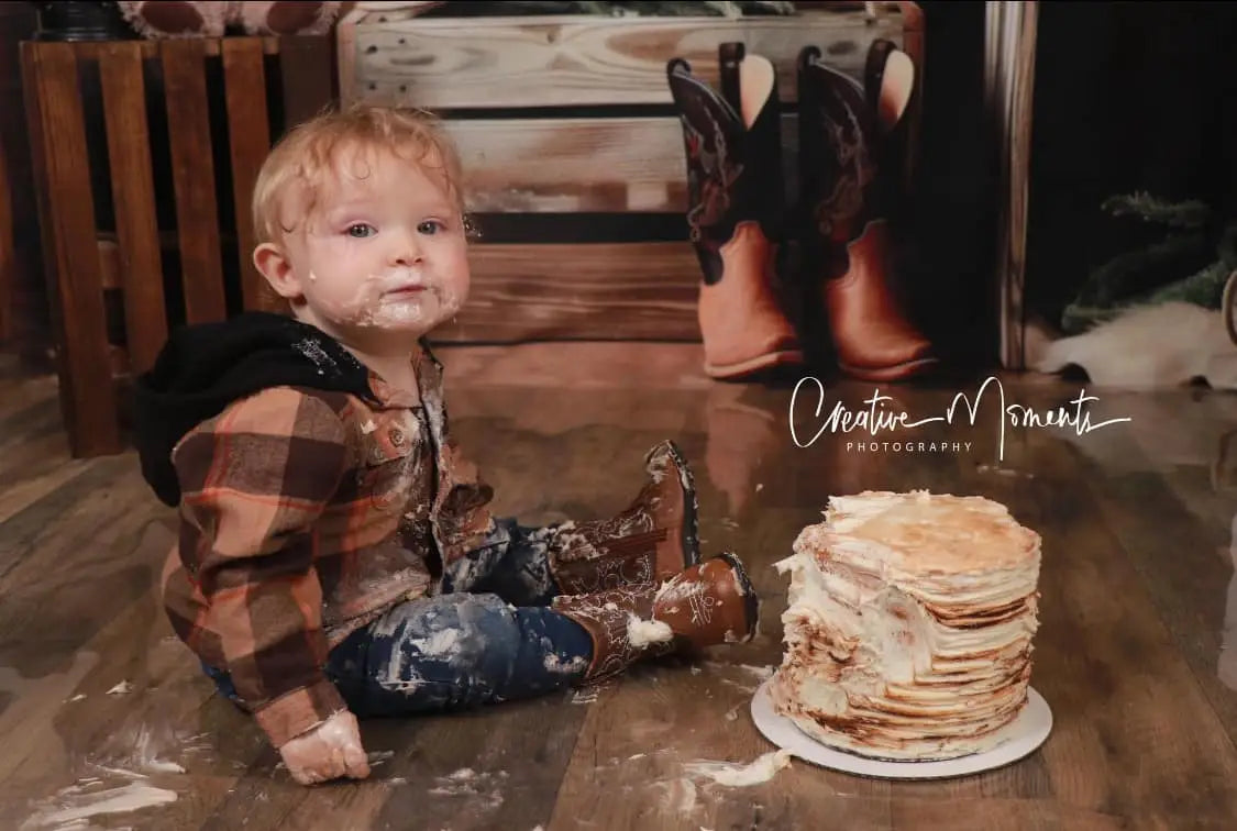 Sfondo murale Wild West Cowboy Marrone in Stile Retrò Progettato da Patty Robert