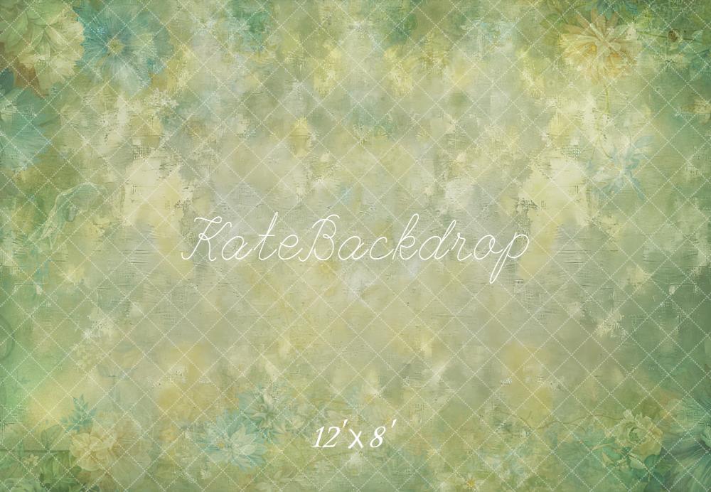 Kate Abstract Texture Green Vintage Floral Backdrop Designed by Kate Image