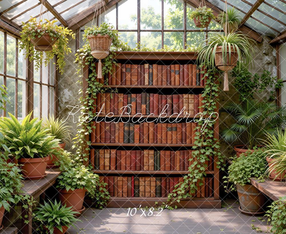 Kate Bookshelf Greenhouse Plants Printed Backdrop Designed by Mini MakeBelieve