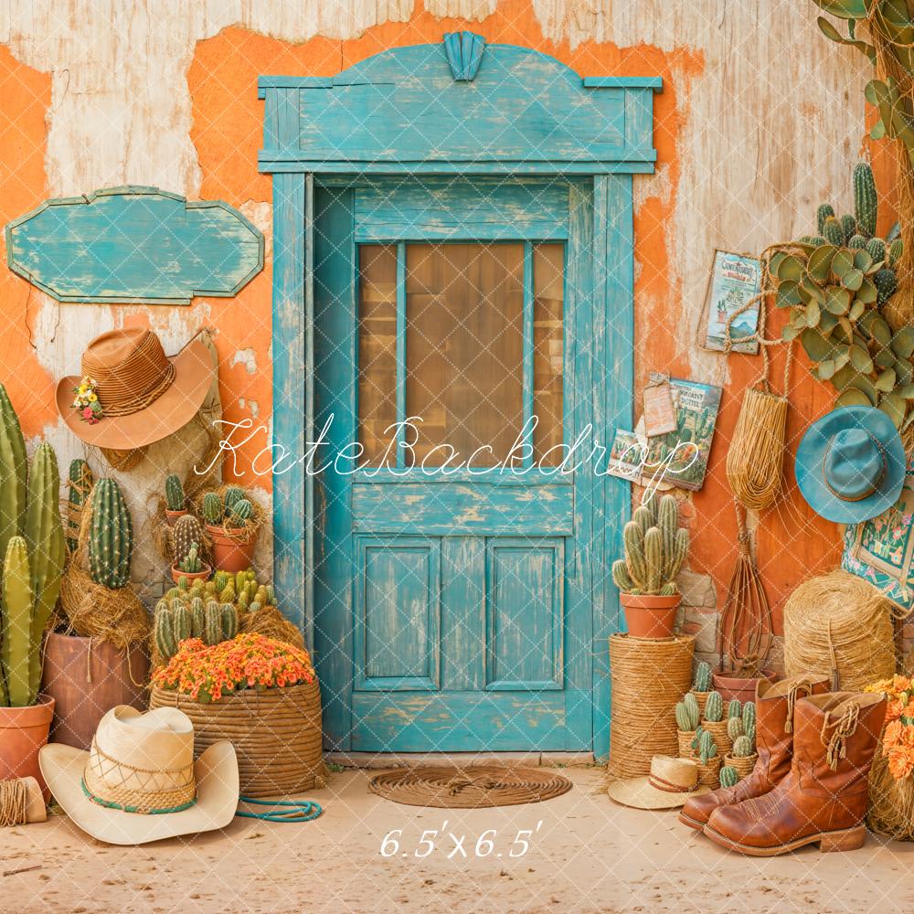 Kate Western Cowboy Desert Cactus Door Backdrop Designed by Emetselch