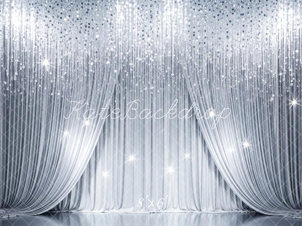 Kate Silver Curtain Sequin Sparkle Drapes Backdrop Designed by Patty Roberts