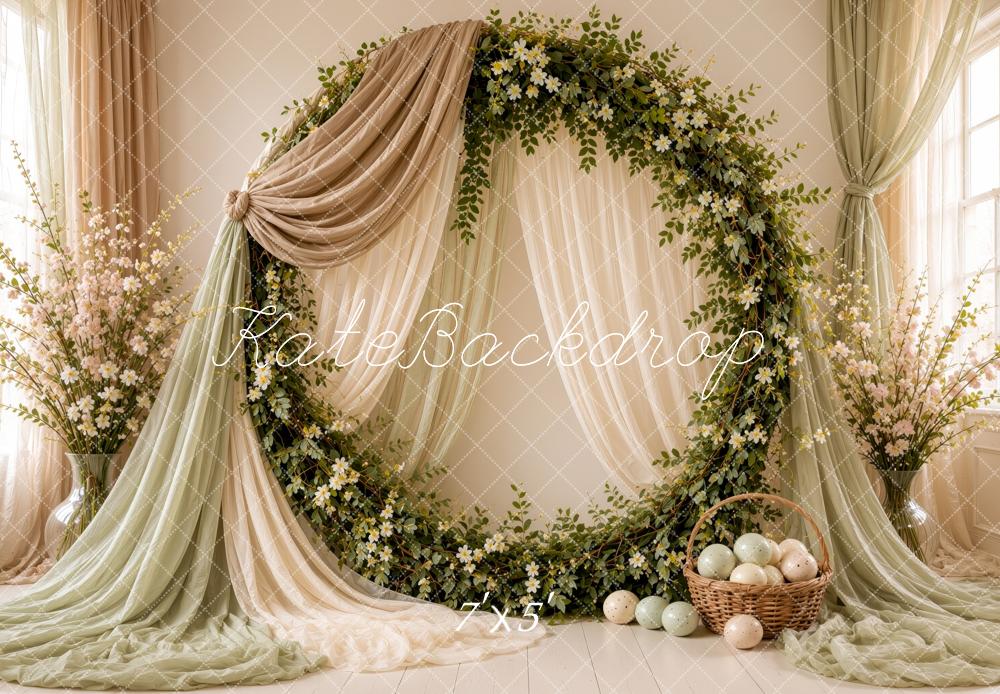Kate Easter Floral Arch Egg Basket Drapery Printed Backdrop Designed by Ashley Ward