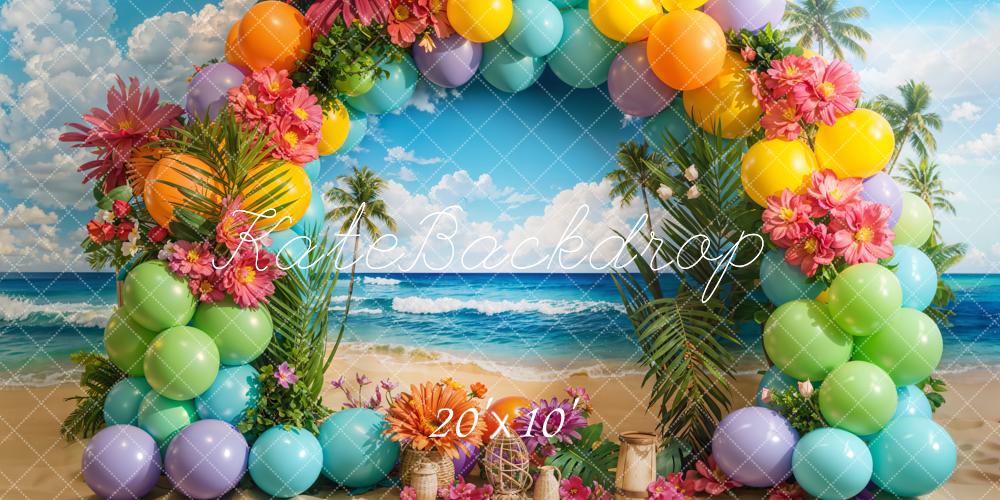 Kate Tropical Beach Balloon Arch Backdrop Designed by Emetselch