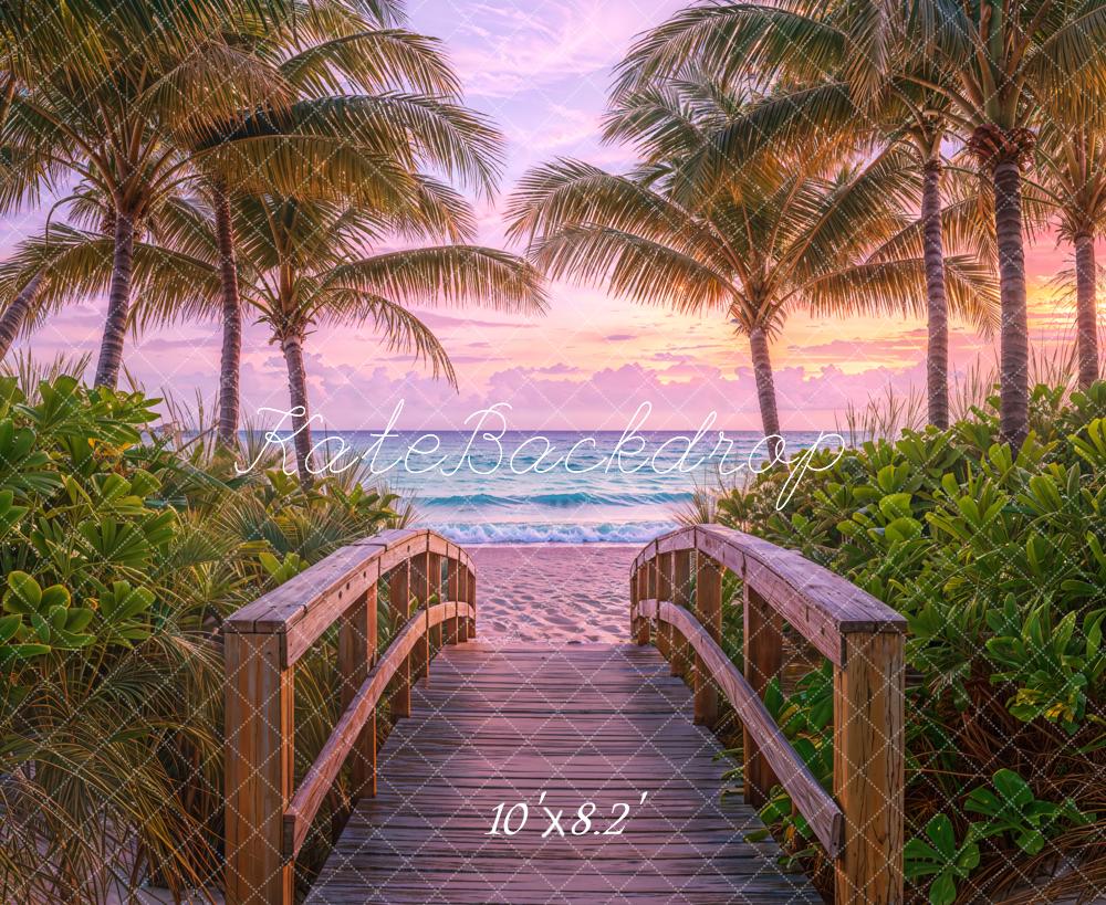 Fondo de Palmera Tropical al Atardecer en la Playa Diseñado por Emetselch