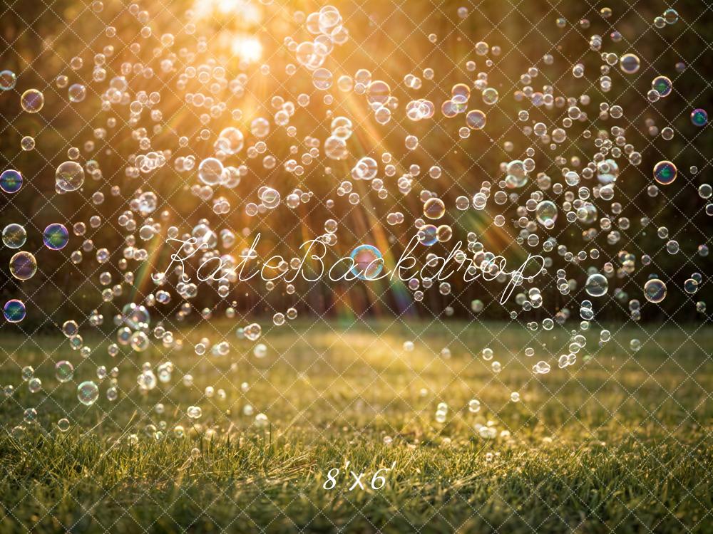 Kate Summer Sunlight Bubbles Grass Printed Backdrop Designed by Emetselch
