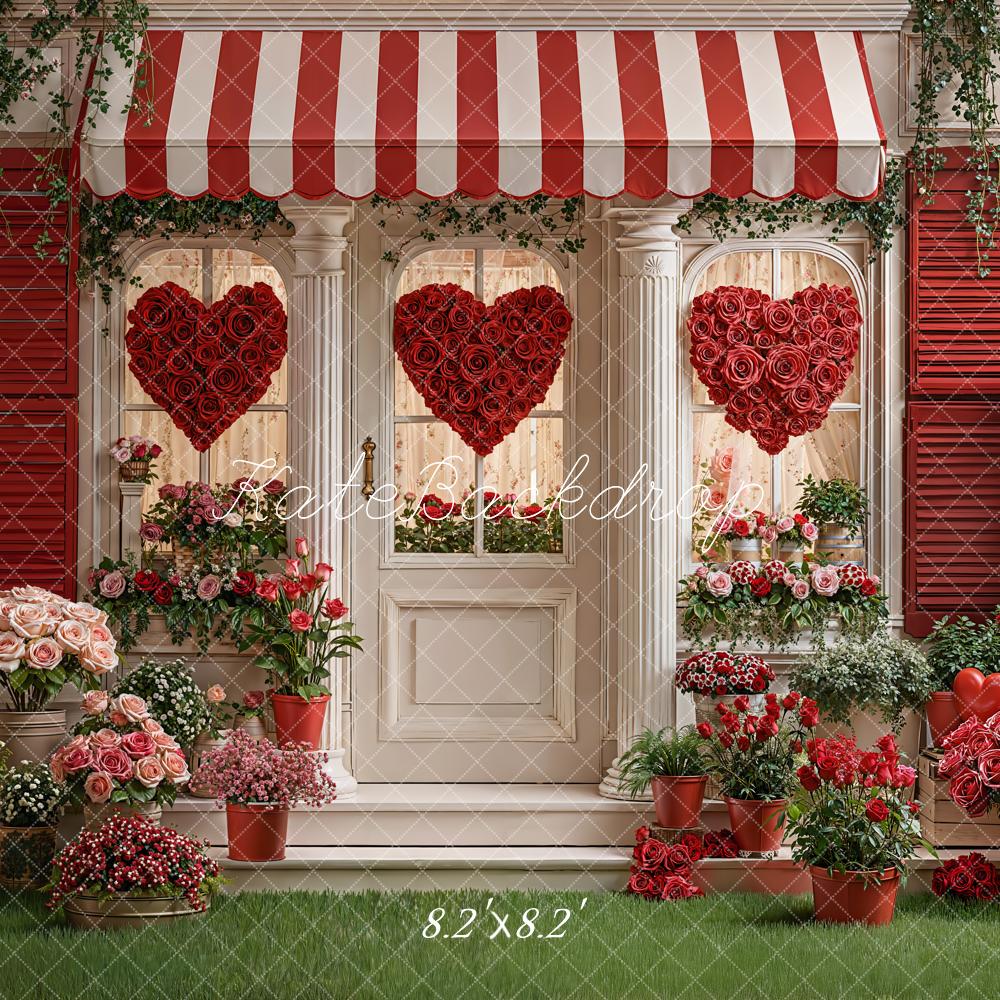 Kate Valentine's Day Red Rose Heart Flower Shop Backdrop Designed by Emetselch
