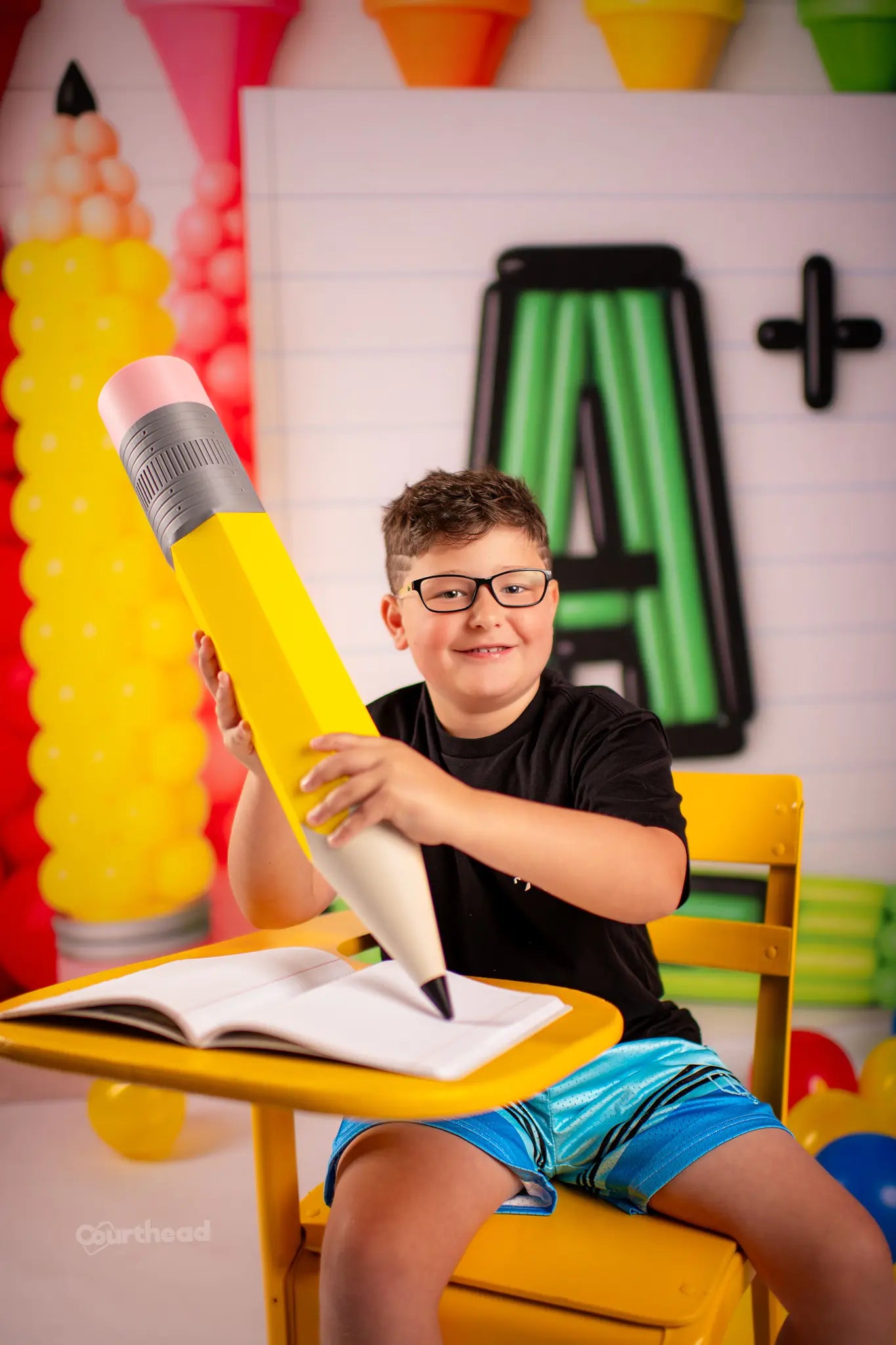 Kate Back to School Colorful Crayon A Plus Balloon Backdrop Designed by Patty Roberts